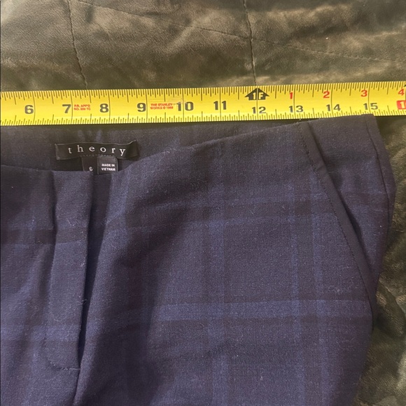 Theory Indra C Grey Plaid Cuff Ankle Slim Straight Leg Wool Blend Pant 6 - Picture 11 of 12